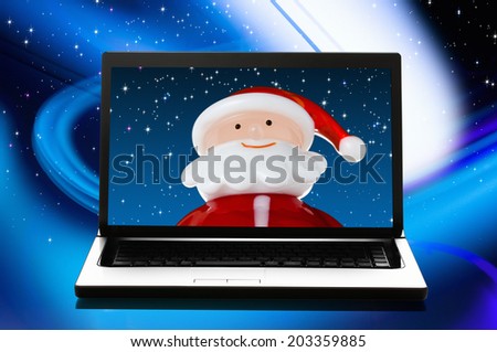 Santa Claus Reflected In The Personal Computer