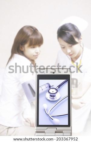 Patient,Medicine And The Nurse In The Mobile Screen