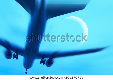 An Image of Moon And Airplane