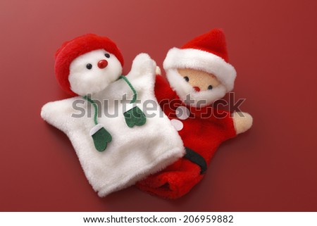 Hand Puppets Of Snowman And Santa