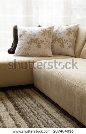 The Sofa Near The Window In The Living Room