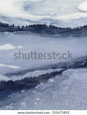 Snow And Ice Covering The Sound Of Cold Water Streaming