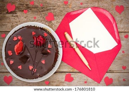 Chocolate cake and love  letter for your own text