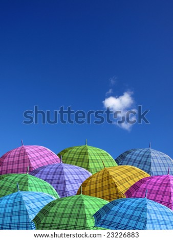 colorful umbrellas under the clear sky