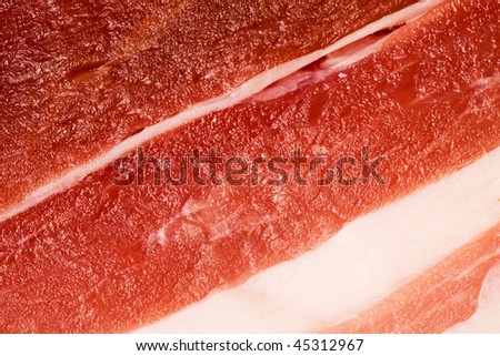 close - up of red smoked meat texture