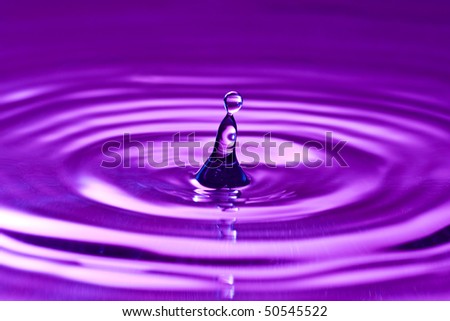 Environmental abstract background. purple droplet splash in  clean water