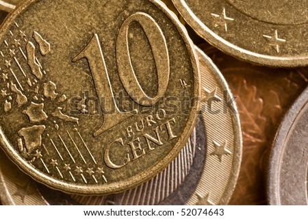 euro coins . close-up of a ten cents