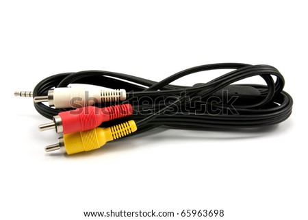 Audio visual cables isolated on white background