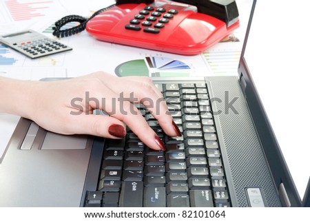 business concept. hand typing on computer keyboard.