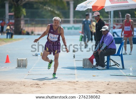 SURATTHANI THAILAND- Mar 8: Thailand senior citizen games, held in Suratthani Stadium. The purpose is to encourage the elders to Exercise for a good health. Mar 8,2015 in Suratthani province,Thailand
