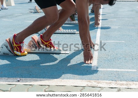 SURATTHANI THAILAND- Mar 7: Thailand senior citizen games, held in Suratthani Stadium. The purpose is to encourage the elders to Exercise for a good health. Mar 7,2015 in Suratthani province,Thailand