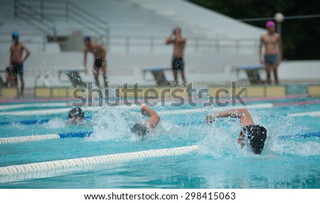 Training and competitive swimming.