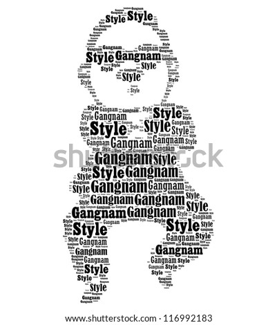Gangnam Style Cartoon on Gangnam Style Info Text Graphics Arrangement Concept On White