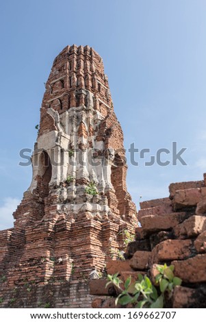 Old siam temple of Ayutthaya,tourist attraction in Thailand,Watpramahathat.