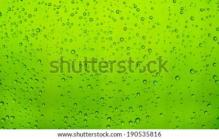 water drops rain on mirror background with green.