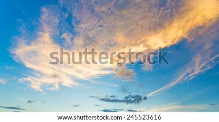 colorful cloudy sunset in the evening
