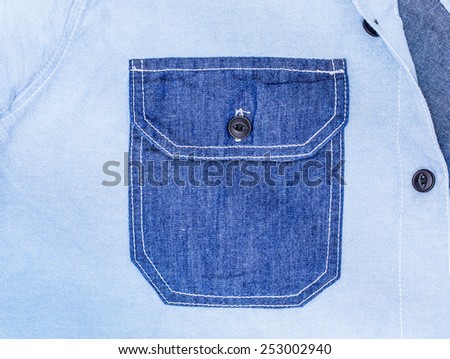 Close Up of the Pocket with Blue Striped Shirt