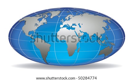 World Globe  on Stock Vector   Globe Earth With Detailed Silver World Map  Placed In
