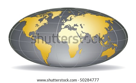 World Globe  on Stock Vector   Globe Earth With Detailed Golden World Map  Placed In