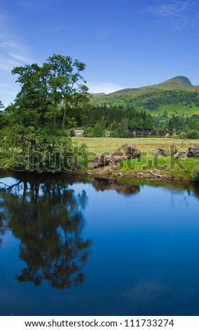 scotland, summer landscape, river  Lochay close to its confluence with river Dochard