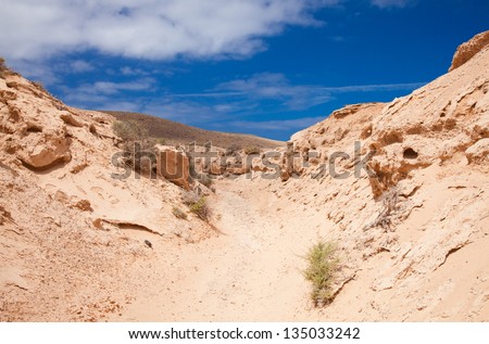 Inland Northern Fuerteventura, barranco - dry river bed - close to  Lajares