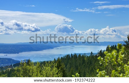View from above over Oslofjord, Norway