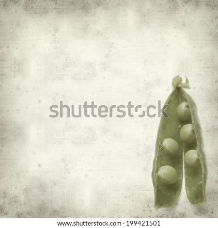 textured old paper background with green pea pods