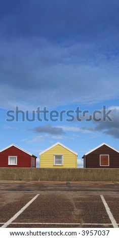 beach huts and parking spaces