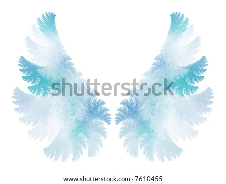 stock photo blue angel wings on white processed fractal