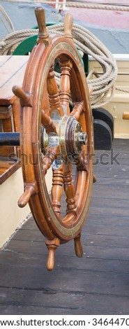 old boat stirring wheel