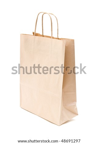 recyclable; reusable brown paper shopping carrier bag