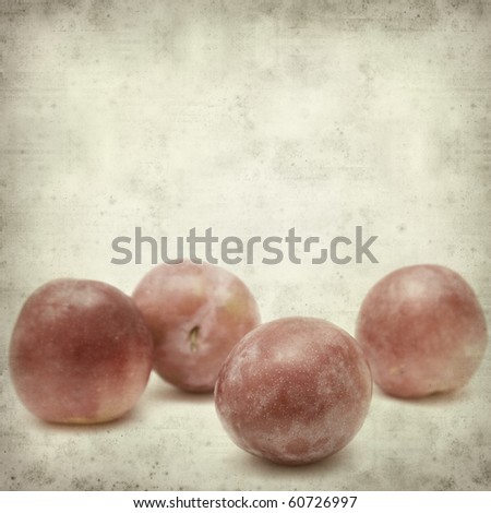 textured old paper background with ripe red plum