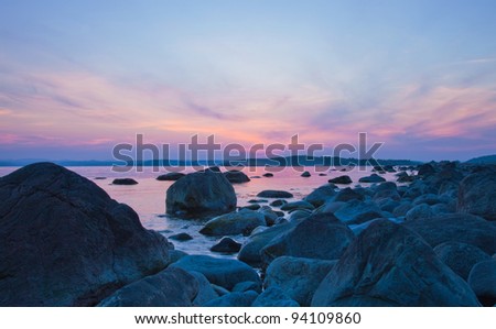 Southern Norway, sunset over water