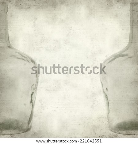 textured old paper background with old glass bottle