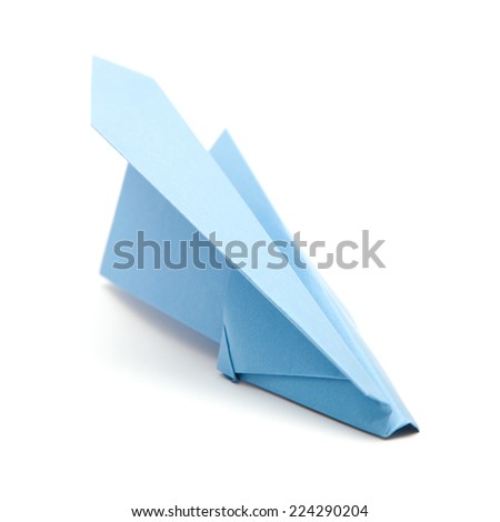 blue paper plane isolated on white