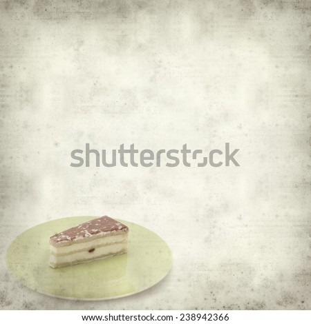 textured old paper background with strawberry cake