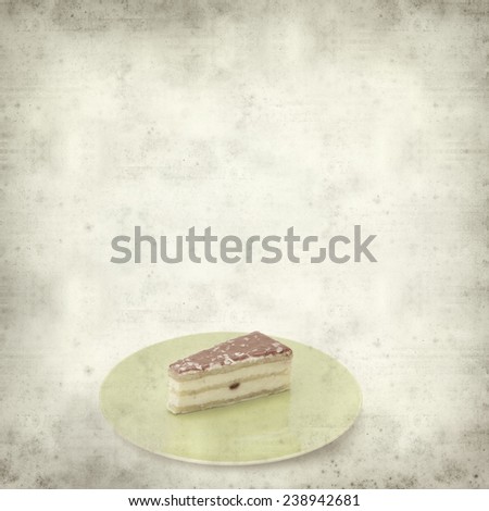 textured old paper background with strawberry cake