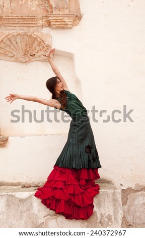 flamenco dancer in the ruins of a church in Fuerteventura