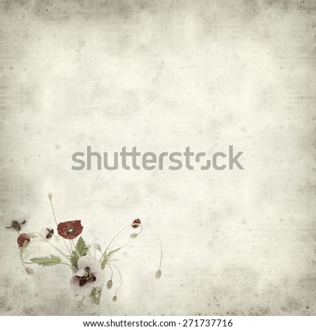 textured old paper background with opening poppies