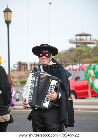 CORRALEJO - MARCH 17: Dressed-up participant, \