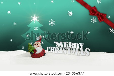 greeting card santa clause snow turquoise - merry christmas