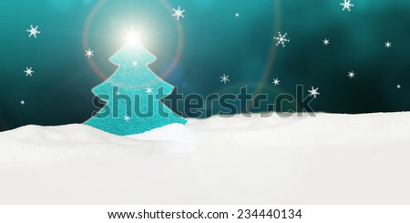 greeting card christmas tree  snow turquoise