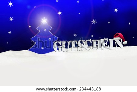 Christmas voucher Gutschein card tree snow