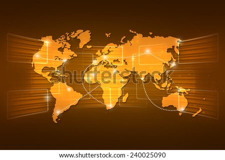 World map geography world order background shipping global orange yellow