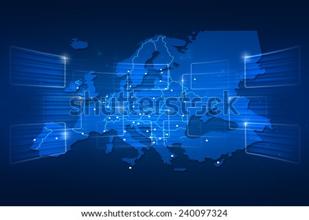 Europe Map World map News Communication logistics blue
