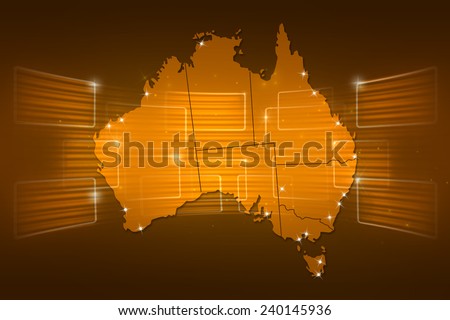 Australia Map World map News Communication delivery yellow gold