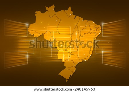 Brazil Map World map News Communication delivery yellow gold