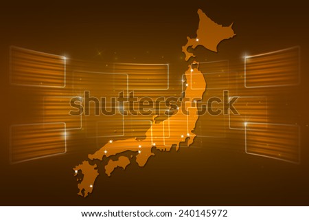 Japan Map World map News Communication delivery yellow gold
