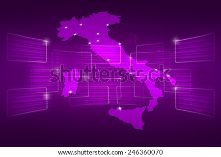 Italy Map World map News Communication delivery purple