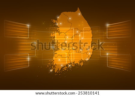 South Korea Map World map News Communication delivery yellow gold